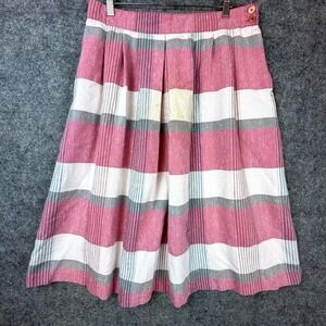 Vintage Dimensions Skirt Women Pink White Buffalo Plaid Pleated Cottagecore